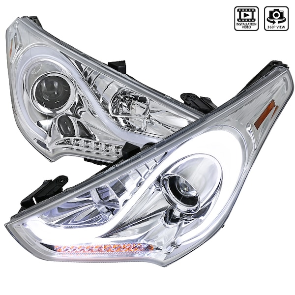 Spec-D Tuning 12-15 Hyundai Veloster Projector Headlight Chrome 2LHP-VEL12-TM - main